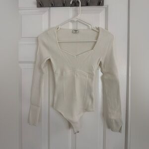 Abercrombie & Fitch Cream Ribbed Bodysuit